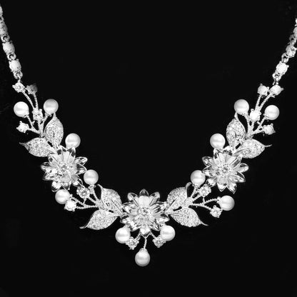 Ornapp Cubic zirconia Flower Beats design Necklace set| Premium range| American diamond set