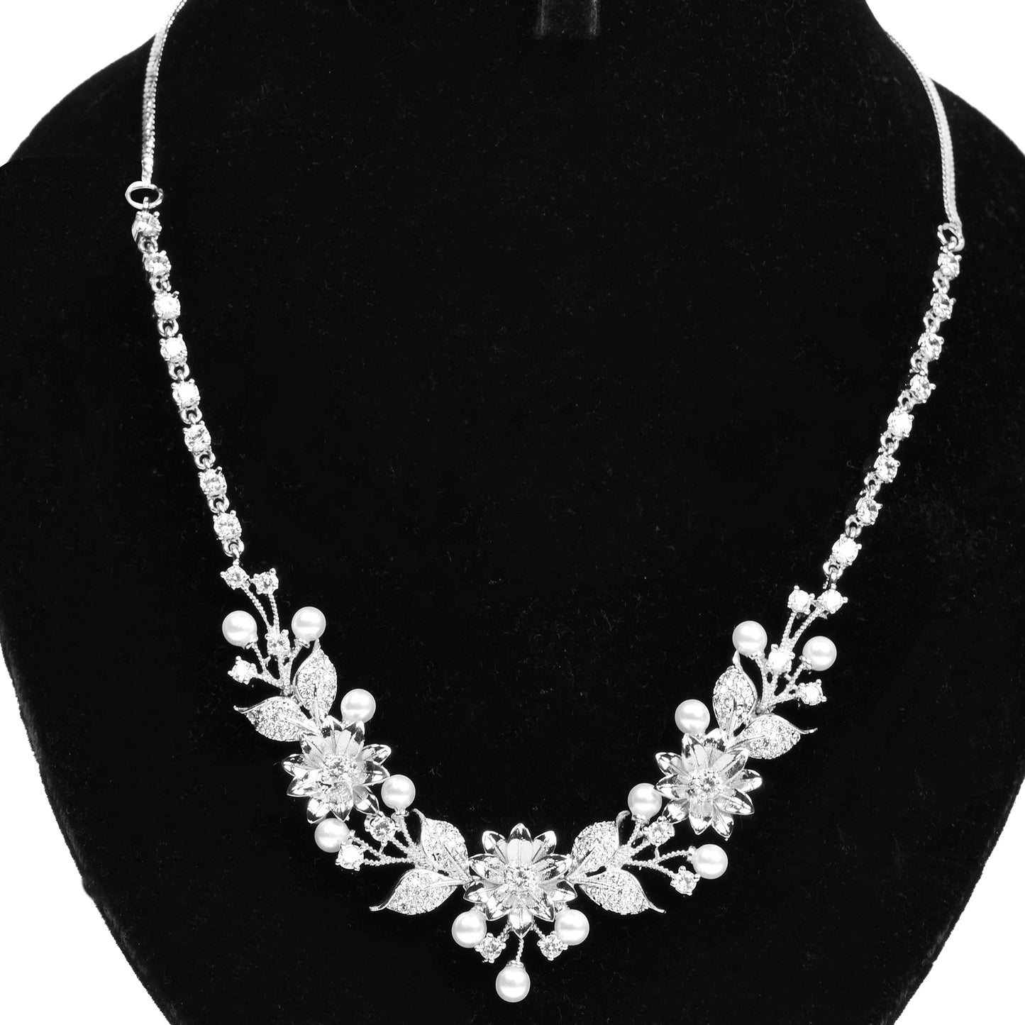 Ornapp Cubic zirconia Flower Beats design Necklace set| Premium range| American diamond set