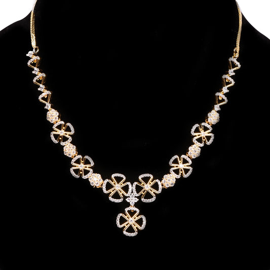 Ornapp Cubic zirconia Flower elegant design Necklace set| Premium range| American diamond set