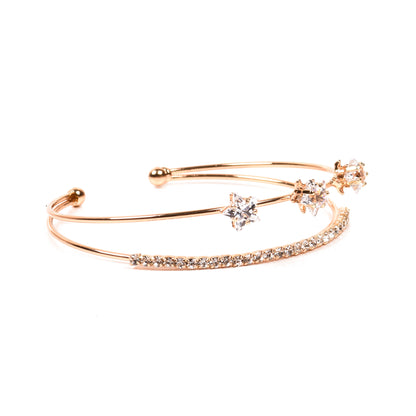 Ornapp Beautiful Golden Star Bracelet with Unique flower design| American diamond studded| Gift for her