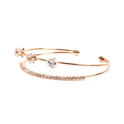 Ornapp Beautiful Golden Star Bracelet with Unique flower design| American diamond studded| Gift for her