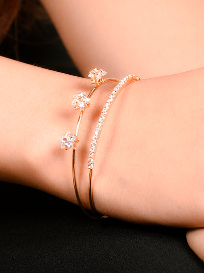 Ornapp Beautiful Golden Star Bracelet with Unique flower design| American diamond studded| Gift for her